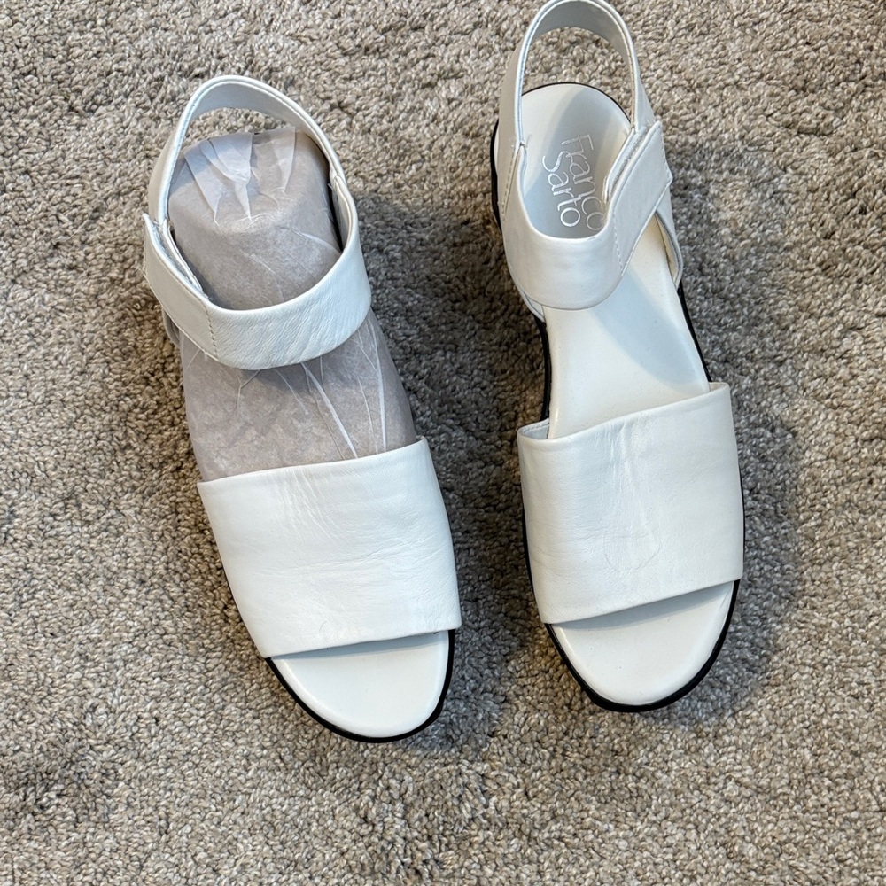 Franco Sarto White Leather Slingback Sandals